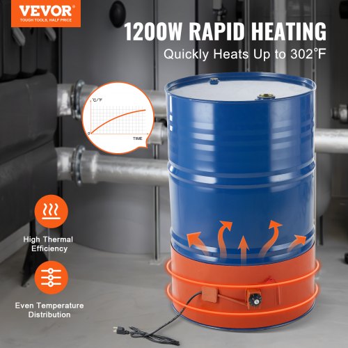 Metal Drum Heater 1200 Watt 10 inch Width Pail Heating Band for 55 Gallon