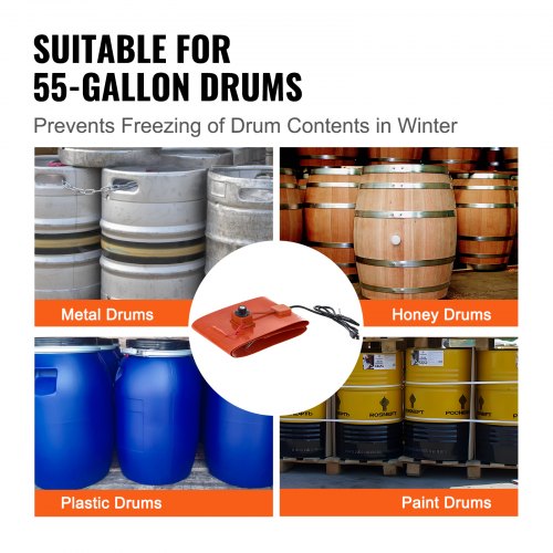 Metal Drum Heater 1200 Watt 10 inch Width Pail Heating Band for 55 Gallon