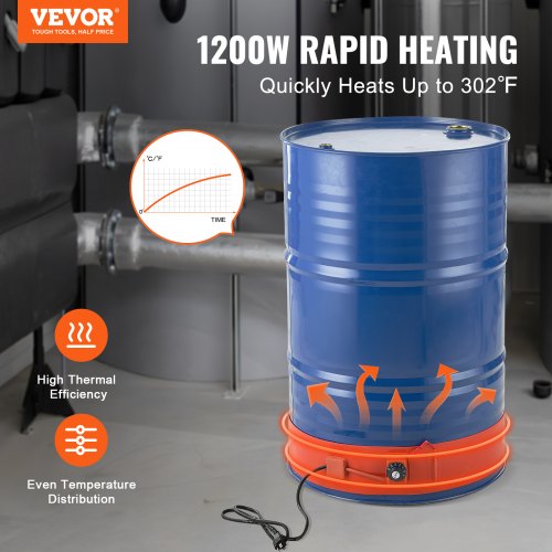 Metal Drum Heater 1200 Watt 5 inch Width Pail Heating Band for 55 Gallon
