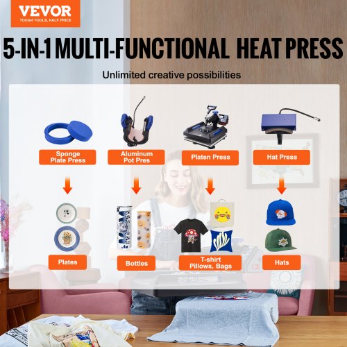 Heat Press 15x15 Upgraded Heat Press Machine 5 in 1 AntiScald