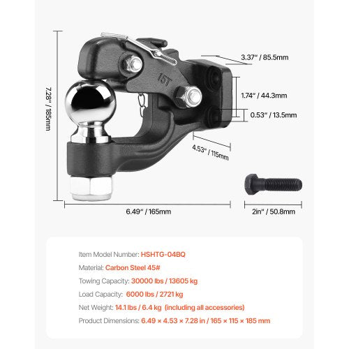 Pintle Hook 30000 lbs Towing Capacity Trailer Hitches Receiver Hook