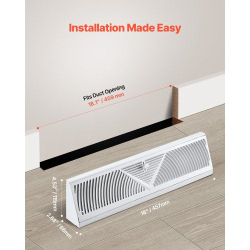 18Inch Floor Registers 10Pack Baseboard Registers HVAC HeavyDuty