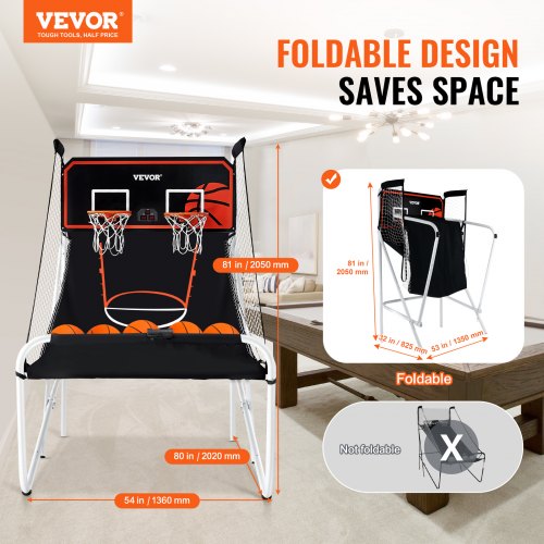 Foldable Basketball Arcade Game 2 Player Indoor Basketball Game Home Dual