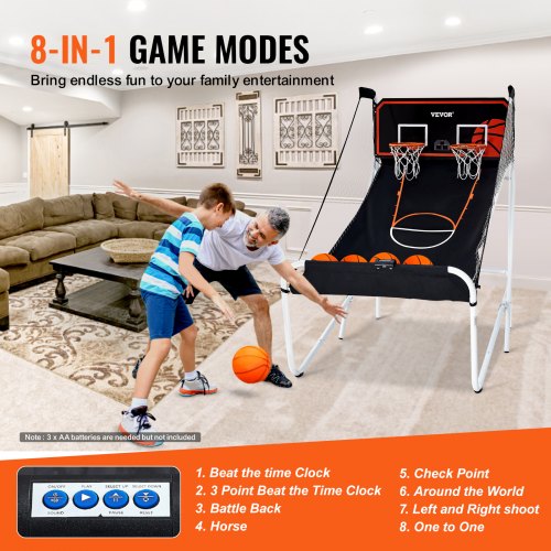 Foldable Basketball Arcade Game 2 Player Indoor Basketball Game Home Dual