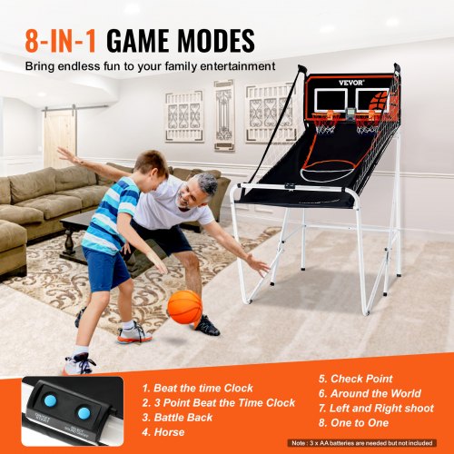 Foldable Basketball Arcade Game 2 Player Indoor Basketball Game Home Dual