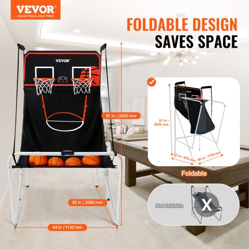 Foldable Basketball Arcade Game 2 Player Indoor Basketball Game Home Dual