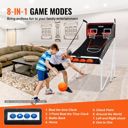 Foldable Basketball Arcade Game 2 Player Indoor Basketball Game Home Dual