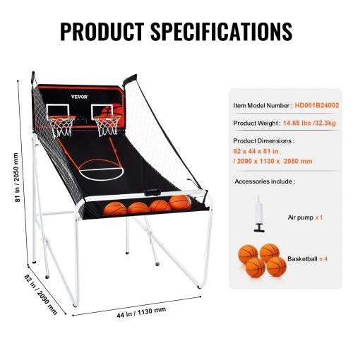 Foldable Basketball Arcade Game 2 Player Indoor Basketball Game Home Dual