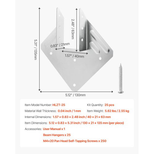 Hurricane Ties for Rafter Inner Size 531x157x248 in 135x40x63 mm