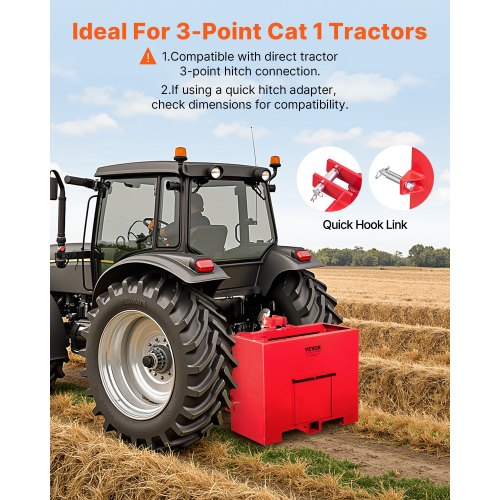 Ballast Box 3Point Category 1 Tractor Ballast of 800lbs Capacity for 2