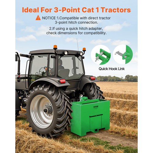 Ballast Box 3Point Category 1 Tractor Ballast of 800lbs Capacity for 2