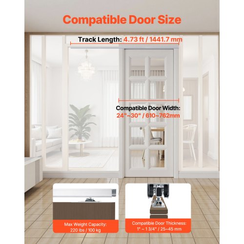 Sliding Pocket Door Hardware Track Kit 473 ft Heavy Duty Pocket Door