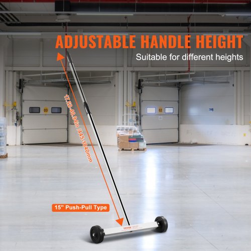 Magnetic Sweeper with Wheels 15inch Mini 8 lbs Capacity Adjustable Handle