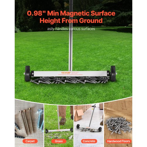 Magnetic Sweeper with Wheels 17 inch 10 lbs Load Capacity Lightweight