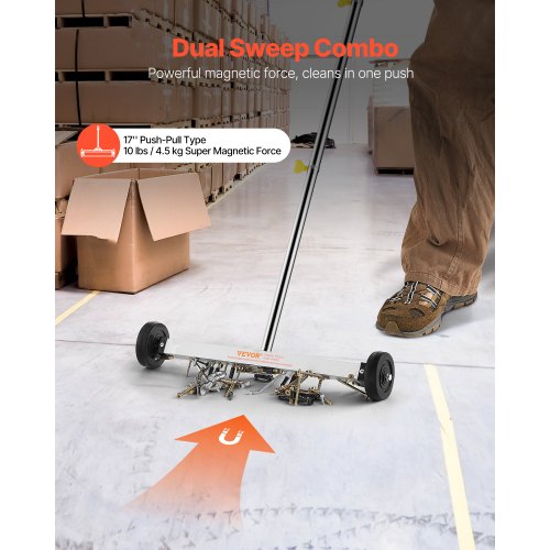 Magnetic Sweeper with Wheels 17 inch 10 lbs Load Capacity Lightweight