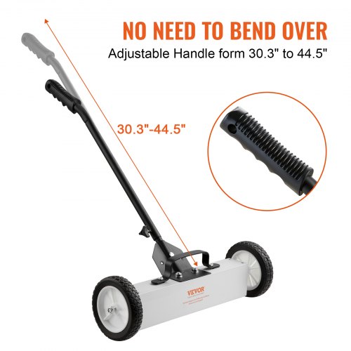 45Lbs Rolling Magnetic Sweeper with Wheels PushType Magnetic Pick Up Sweeper