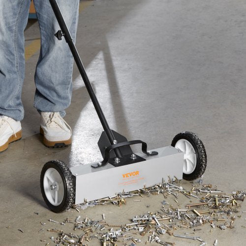 45Lbs Rolling Magnetic Sweeper with Wheels PushType Magnetic Pick Up Sweeper