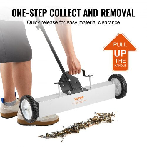 50Lbs Rolling Magnetic Sweeper with Wheels PushType Magnetic Pick Up Sweeper