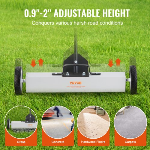 50Lbs Rolling Magnetic Sweeper with Wheels PushType Magnetic Pick Up Sweeper