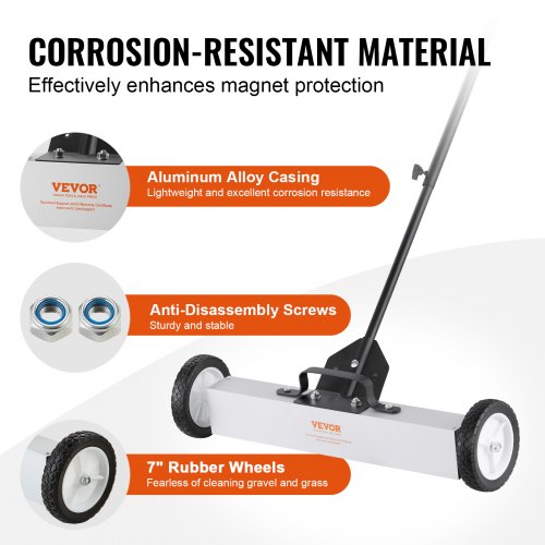 50Lbs Rolling Magnetic Sweeper with Wheels PushType Magnetic Pick Up Sweeper