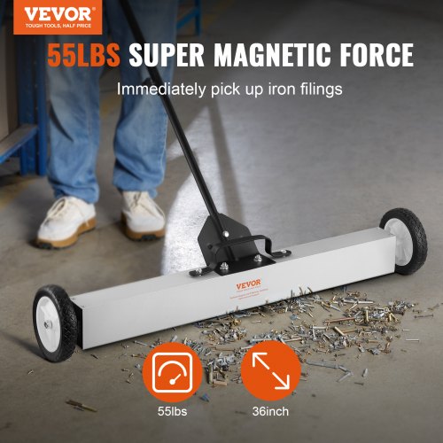 55Lbs Rolling Magnetic Sweeper with WheelsPushType Magnetic Pick Up Sweeper