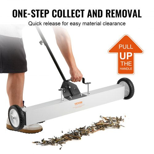 55Lbs Rolling Magnetic Sweeper with WheelsPushType Magnetic Pick Up Sweeper