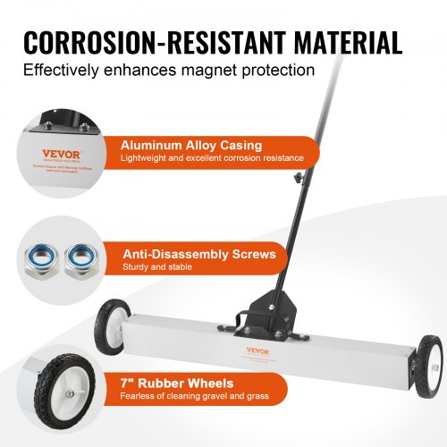 55Lbs Rolling Magnetic Sweeper with WheelsPushType Magnetic Pick Up Sweeper