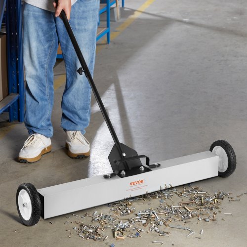 55Lbs Rolling Magnetic Sweeper with WheelsPushType Magnetic Pick Up Sweeper