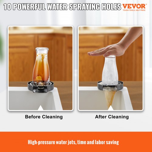 Glass Rinser 10 Powerful Spraying Jets 360° Rotating Cup Rinser for Sink