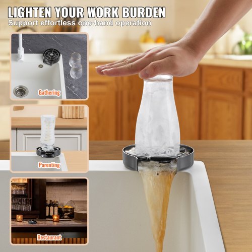 Glass Rinser 10 Powerful Spraying Jets 360° Rotating Cup Rinser for Sink
