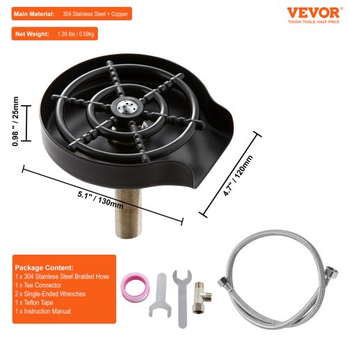 Glass Rinser 10 Powerful Spraying Jets 360° Rotating Cup Rinser for Sink