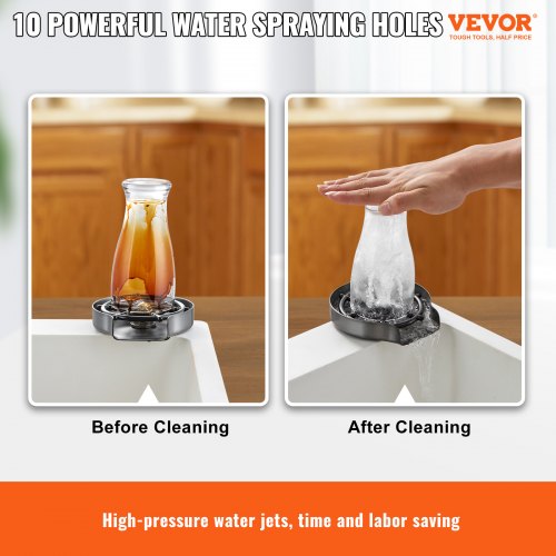 Glass Rinser 10 Powerful Spraying Jets 360° Rotating Cup Rinser for Sink
