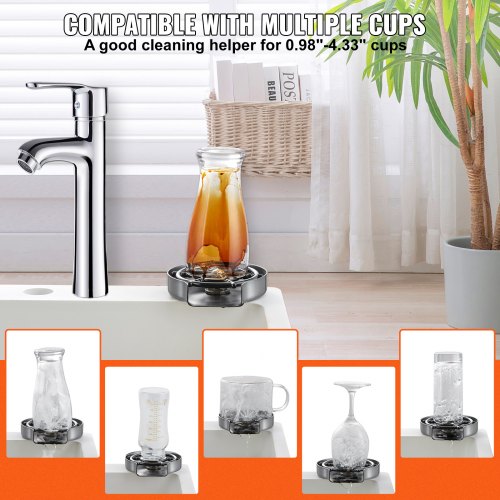 Glass Rinser 10 Powerful Spraying Jets 360° Rotating Cup Rinser for Sink