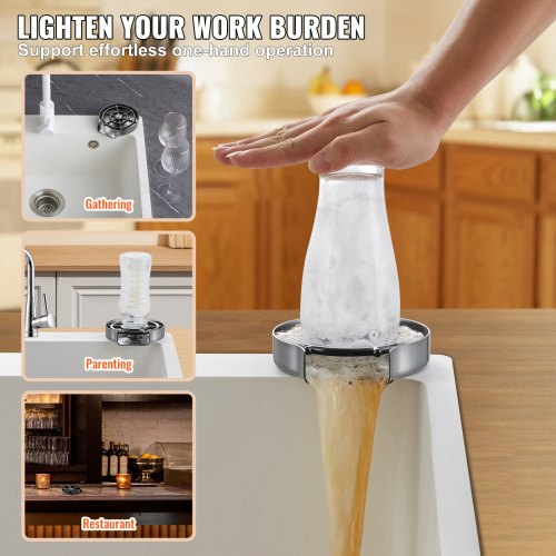Glass Rinser 10 Powerful Spraying Jets 360° Rotating Cup Rinser for Sink
