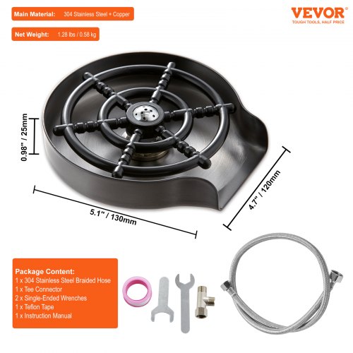 Glass Rinser 10 Powerful Spraying Jets 360° Rotating Cup Rinser for Sink
