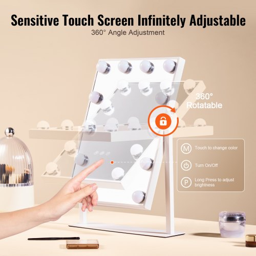 Hollywood Vanity Mirror With Lights 12 Dimmable Bulbs 3 Color Lighting