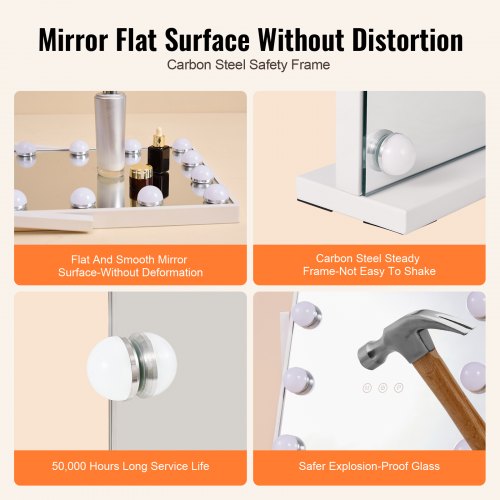 Hollywood Vanity Mirror With Lights 12 Dimmable Bulbs 3 Color Lighting