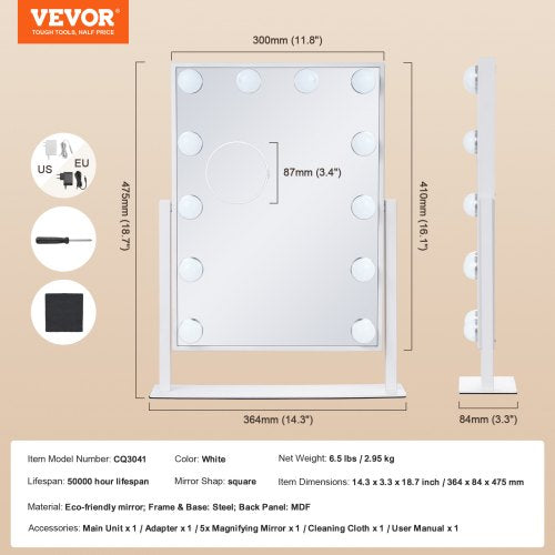 Hollywood Vanity Mirror With Lights 12 Dimmable Bulbs 3 Color Lighting