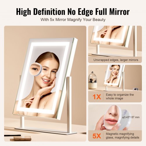 Vanity Mirror with Lights Three Color Lighting Modes Lighted Makeup LED