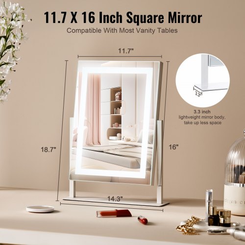 Vanity Mirror with Lights Three Color Lighting Modes Lighted Makeup LED