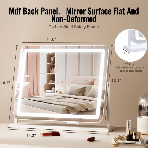 Vanity Mirror with Lights Three Color Lighting Modes Lighted Makeup LED