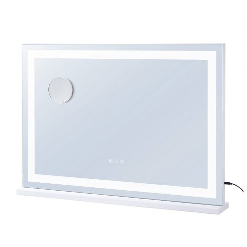 Lighted Makeup Mirror 3 Color Vanity w USB Desktop Wallmount 31.5x21.7in