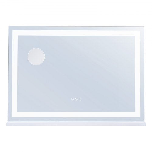 Lighted Makeup Mirror 3 Color Vanity w USB Desktop Wallmount 31.5x21.7in
