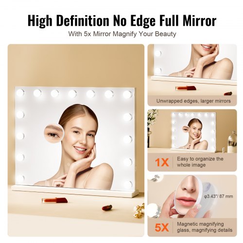 Hollywood Vanity Mirror With Lights15 Dimmable Bulbs 3 Color Lighting