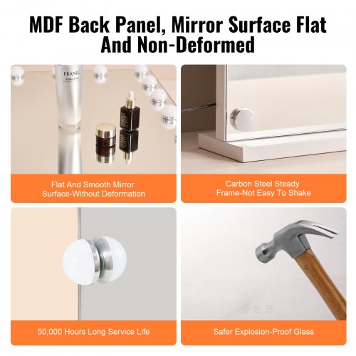 Hollywood Vanity Mirror With Lights Dimmable Bulbs 3 Color Lighting Modes