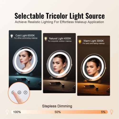 12 Vanity Mirror With Lights LED Makeup Mirror 3 Color Lighting Modes