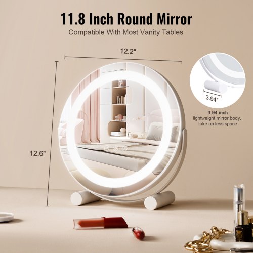 12 Vanity Mirror With Lights LED Makeup Mirror 3 Color Lighting Modes