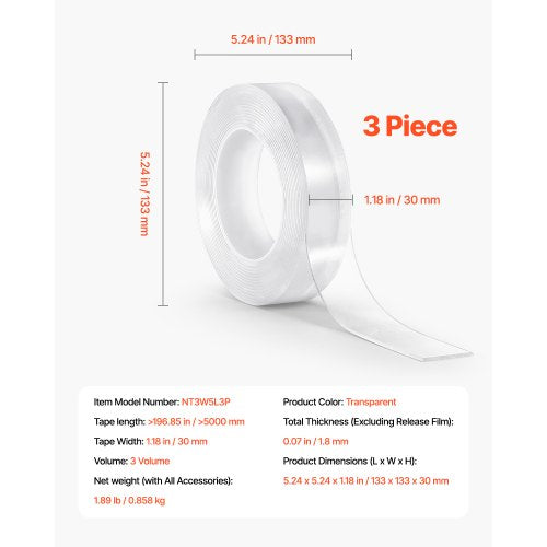 Double Sided Tape Heavy Duty 16 ft Nano Mounting Tape 3 Pack Strong
