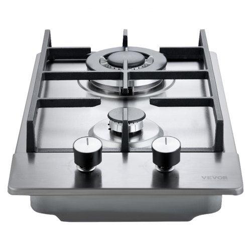 Gas Cooktop 12 inch Max 12250BTU 2 Burners Builtin Stainless Steel Gas