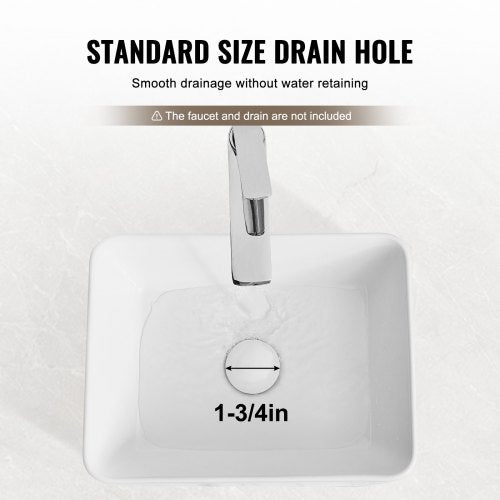 Rectangle Vessel Sink 16 x 12 Bathroom Vessel Sink Countertop White